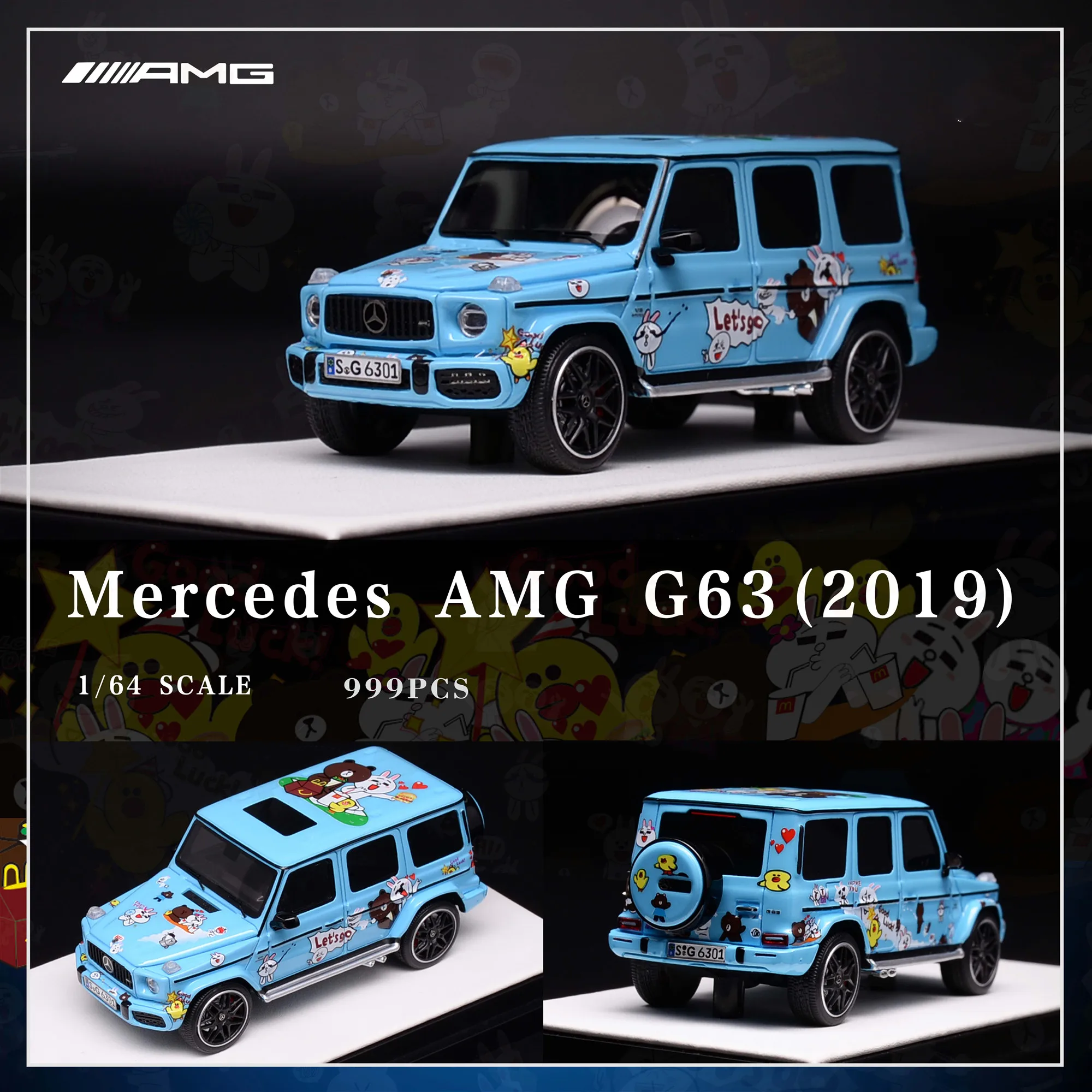 

Resin limited edition MH1:64 Mercedes-Benz G63 cartoon version 2019 AMG big G car model collection decoration gift