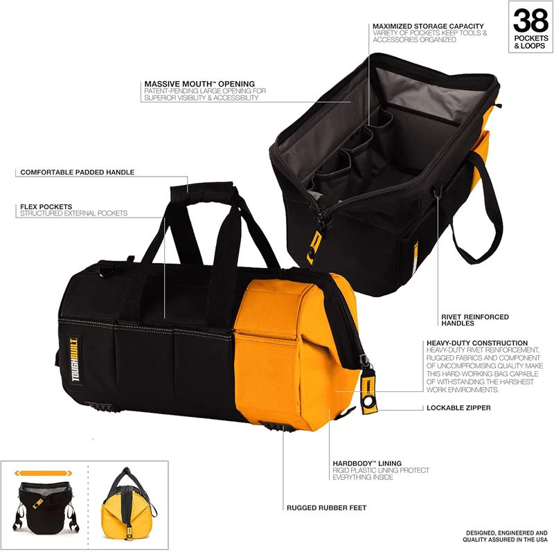 TOUGHBUILT TB-60-16 16-дюймовая массивная сумка для рта восьмиугольная форма резиновые