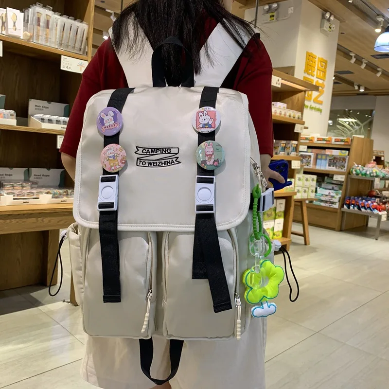 TRAVEASY Cool Cargo-style Nylon School Bags Woman New Contrast Color High School Students Female Bookbags Preppy Backpacks Lady