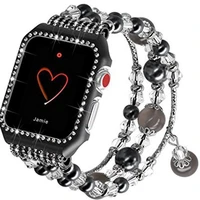 case strap for apple watch 44mm 40mm series 6 5 4 se diamond encrusted protective cover for iwatch 3 2 1 42mm 38mm agate strap