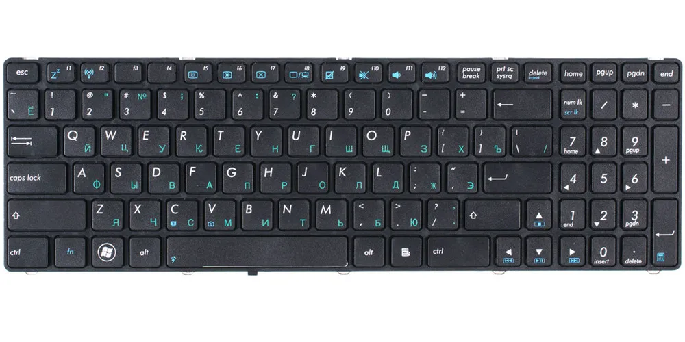 Клавиатура черная с черной рамкой для Asus N53SN