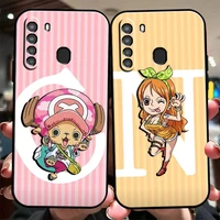 one piece anime phone case for samsung galaxy a01 a02 a10 a10s a31 a22 a20 4g 5g black back liquid silicon funda silicone cover