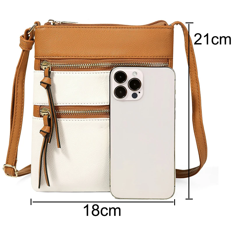 Многослойная женская сумка через плечо из искусственной кожи