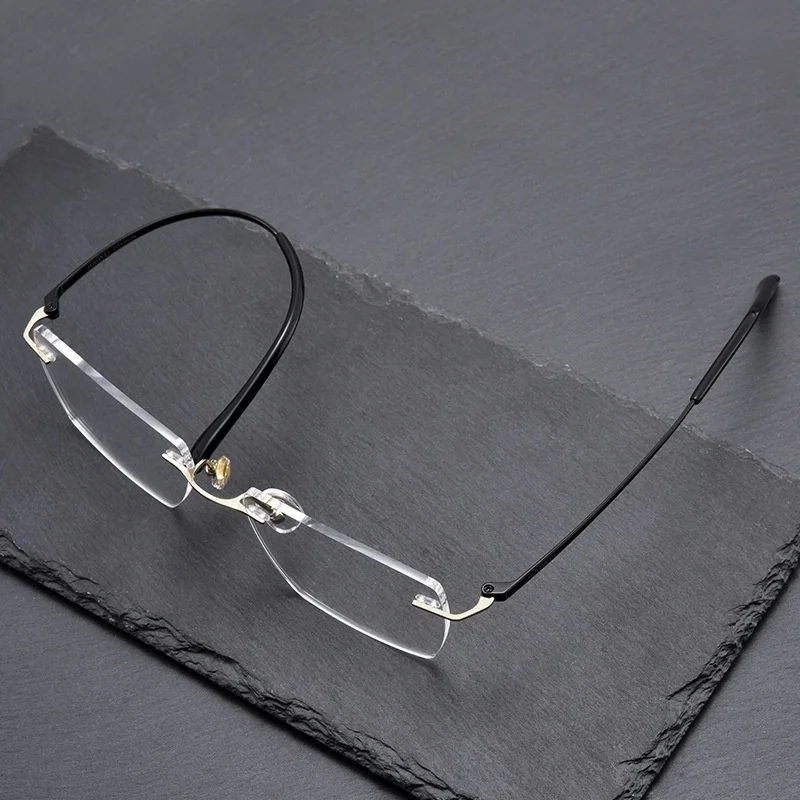 Сверхлегкая титановая оправа для очков деловая безрамочная мужская легкая