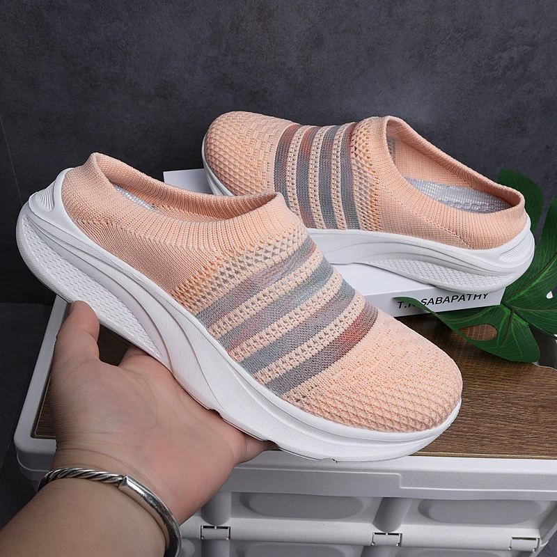 Men Women Casual Shoes Breathable Loafers Slip on Flat Sneakers Flying Weave Walking Shoes