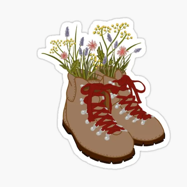 

Wildflower Hiking Boots 5PCS Stickers for Kid Living Room Print Bumper Art Window Background Funny Wall Luggage Decorations