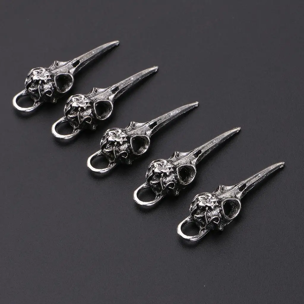 5pcs Crow Raven Bird Head Charm Pendant for Findings