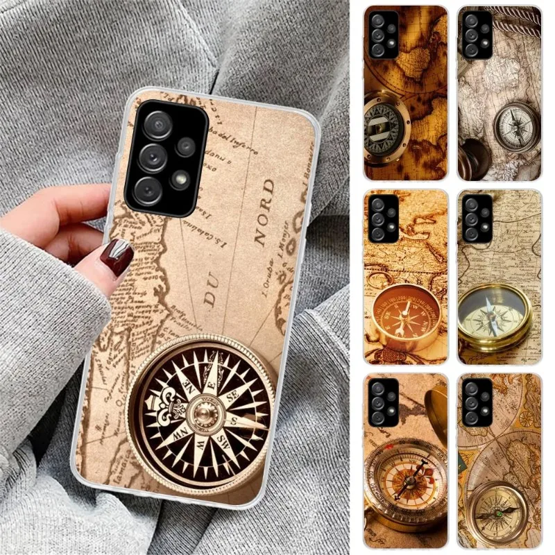 Чехол для телефона с компасом и картой мира Samsung Galaxy S9 S10 Plus S10E S20FE A71 A51 A21S