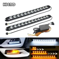 2pcs arrow car led daytime running light 12v drl switchback strips with amber and white sequential flowing turn signal lights