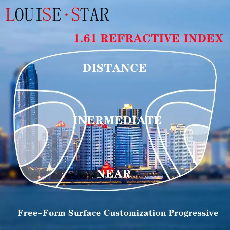 Prescription Lens 1.61 Refractive Index Free-Form SurfaceCustomized Progressive AsphericResin OpticalLens Far And NearMultifocal