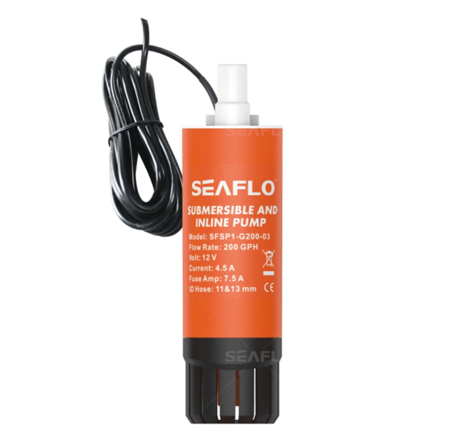 SEAFLO 12V 200GPH Submersible and Inline Pump Marine Boat RV Caravan