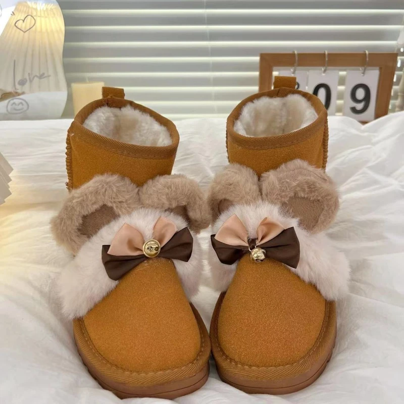 

Ботинки женские короткие зимние на меху, плюшевые, на плоской подошве