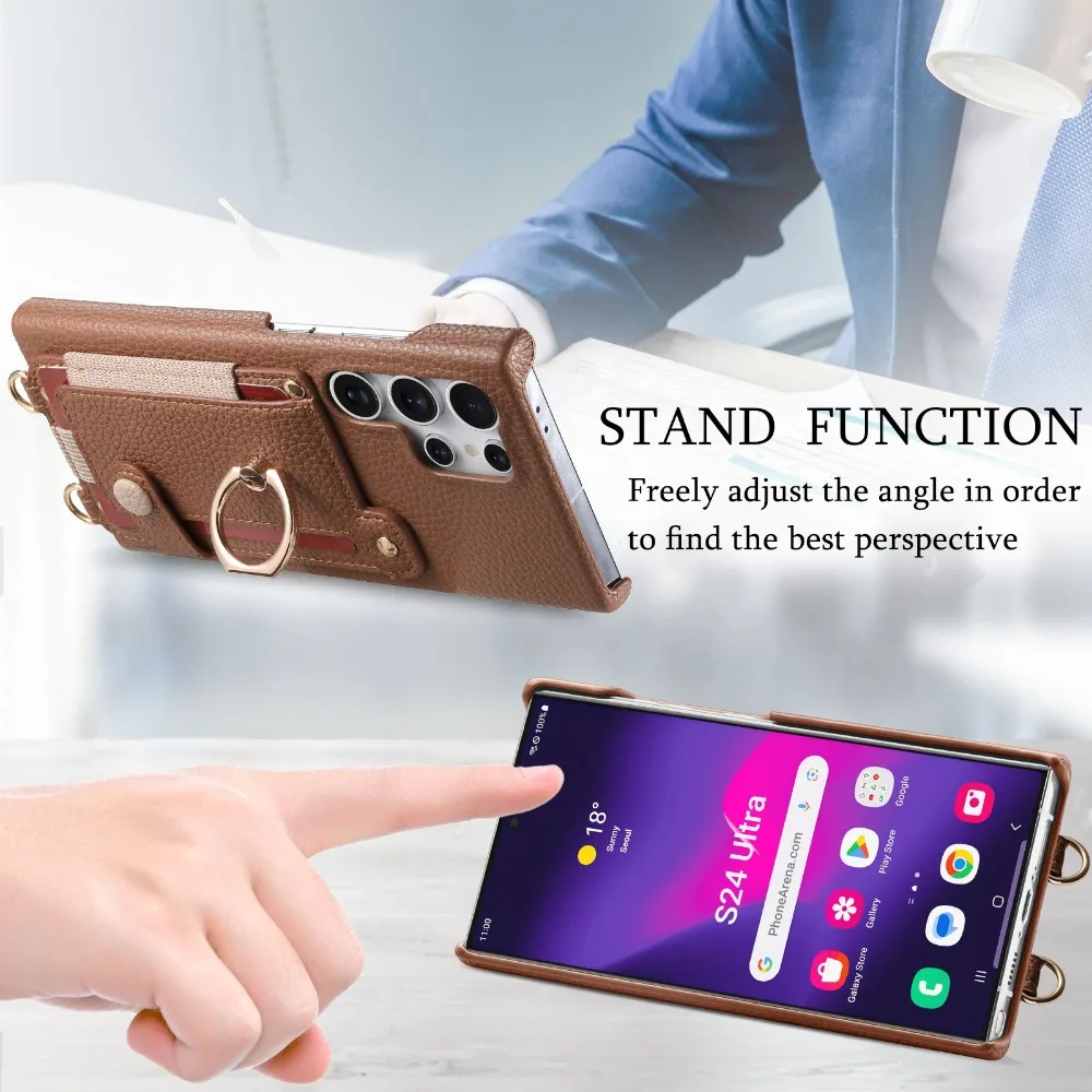 Чехол-кошелек через плечо с держателем для карт Samsung S25 S24 Plus S23 S22 Ultra S21 FE A56 A36 A26 A16 A06