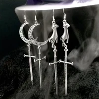 hollow moon sword earrings retro gothic charms women jewelry accessories pendant gifts fashion