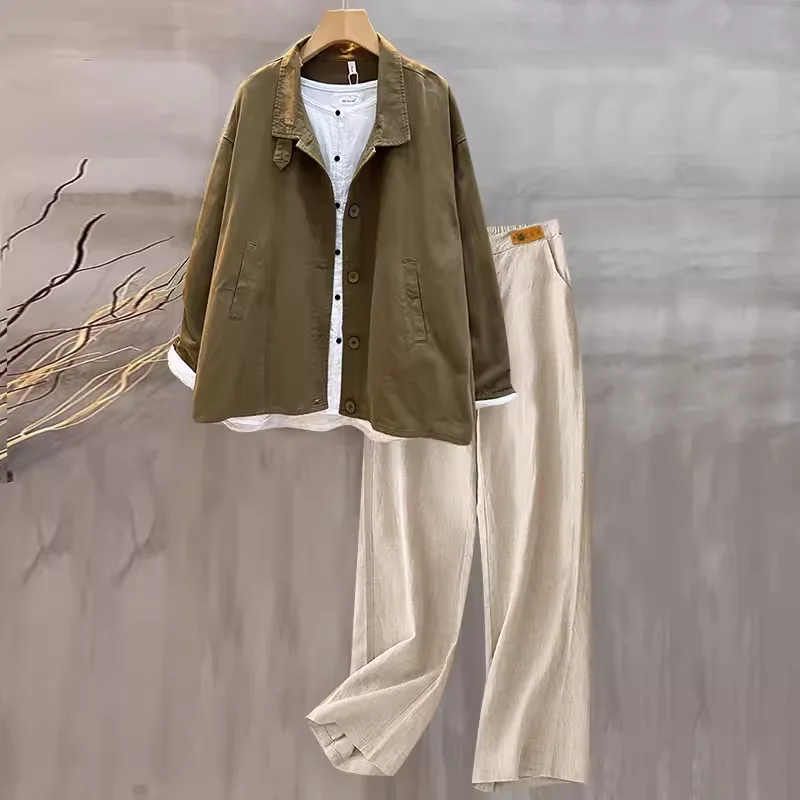 Весенне-осенний модный комплект-карго женский темпераментный кардиган с