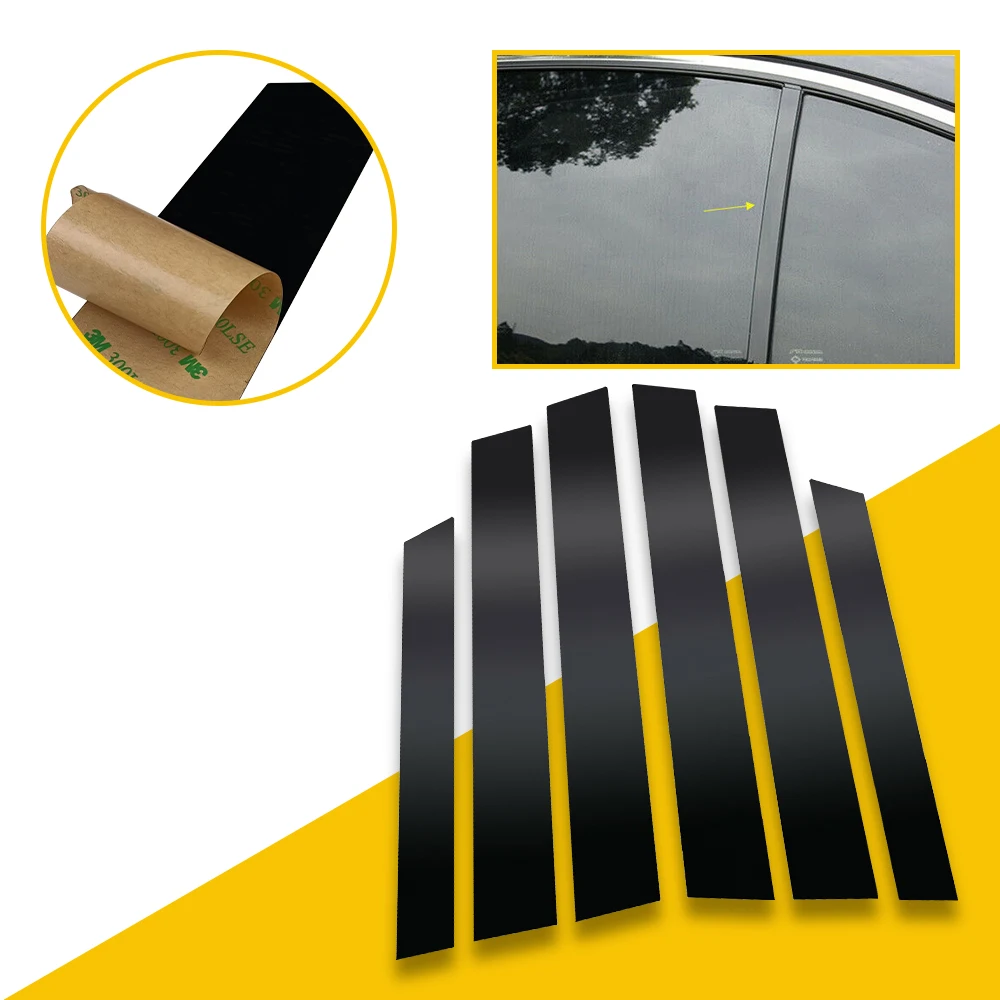 

6Pcs Car Black Mirror Window Pillar Posts for Honda CRV 2007 2008 2009 2010 2011 Door Trim Cover Glossy Auto Styling Accessories