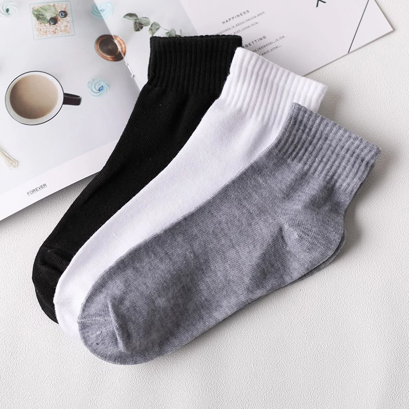 Wholesale 10pairs Unisex Women and Men Socks Breathable Sports socks Solid Color Boat socks Comfortable Cotton White Ankle Socks