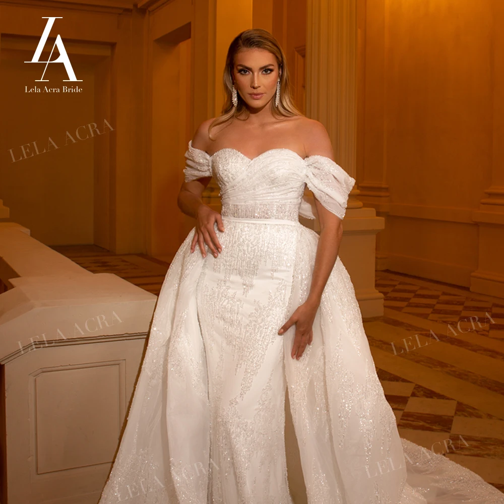 LelaAcra свадебное платье с открытыми плечами 2025 г. милое принцессы-русалки 2 в 1 SM146