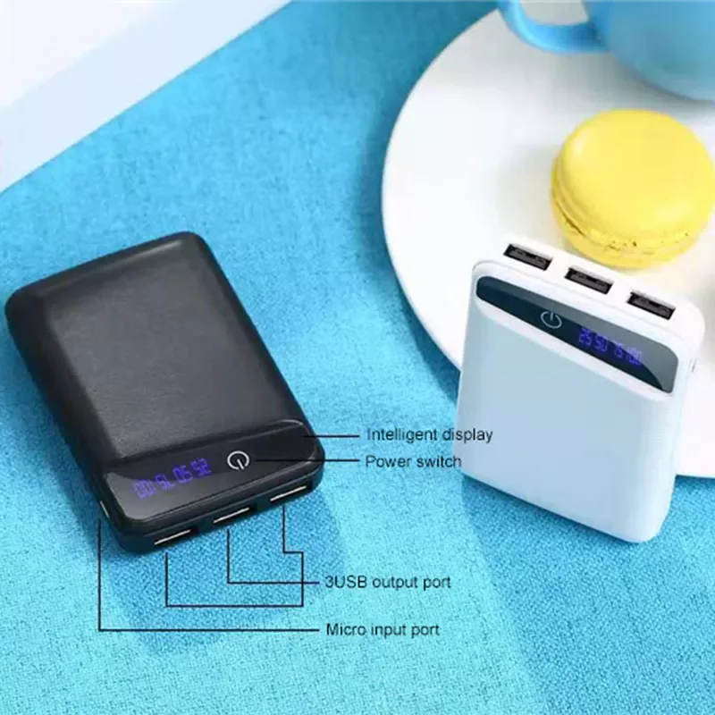 

For 18650 Battery Power Bank Case Box with 3 USB Ports 3*18650 Free Welding DIY Batteries Holder Wireless Charging Emergency Use