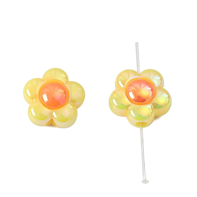 10Pcs 16mm Smooth Sunflowers Shaped Acrylic Beads Handmade Necklace Bracelet Craft For Jewelry Making Supplies DIY Accessories