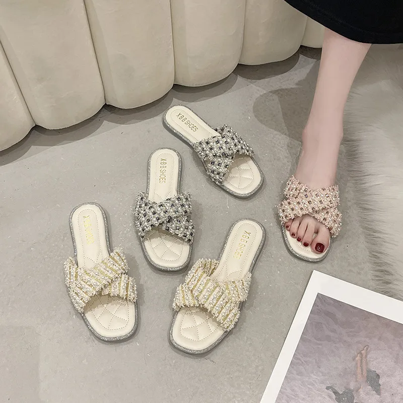 

Женские шлепанцы из ПУ кожи, на плоской подошве