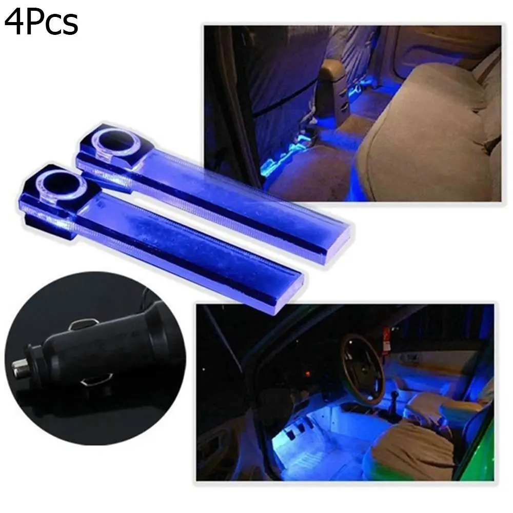 

New Blue Decor 12V Floor Decoration 4LED Auto Lamp Car Atmosphere Lights
