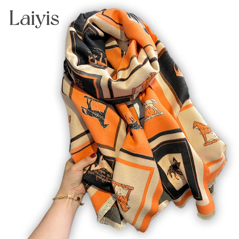 

Warm Blanket Female Winter Shawl Wraps Luxury Brand Cashmere Scarf for Women Thick Bufanda Stoles Pashmina Echarpe Femme 2022
