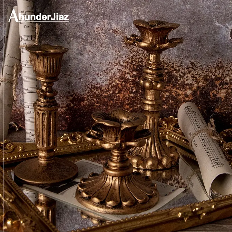 

AhunderJiaz Retro Made Old -fashioned Candlestick Bar Art Collection Desktop Decorative Home Decoration Wind Photography Props