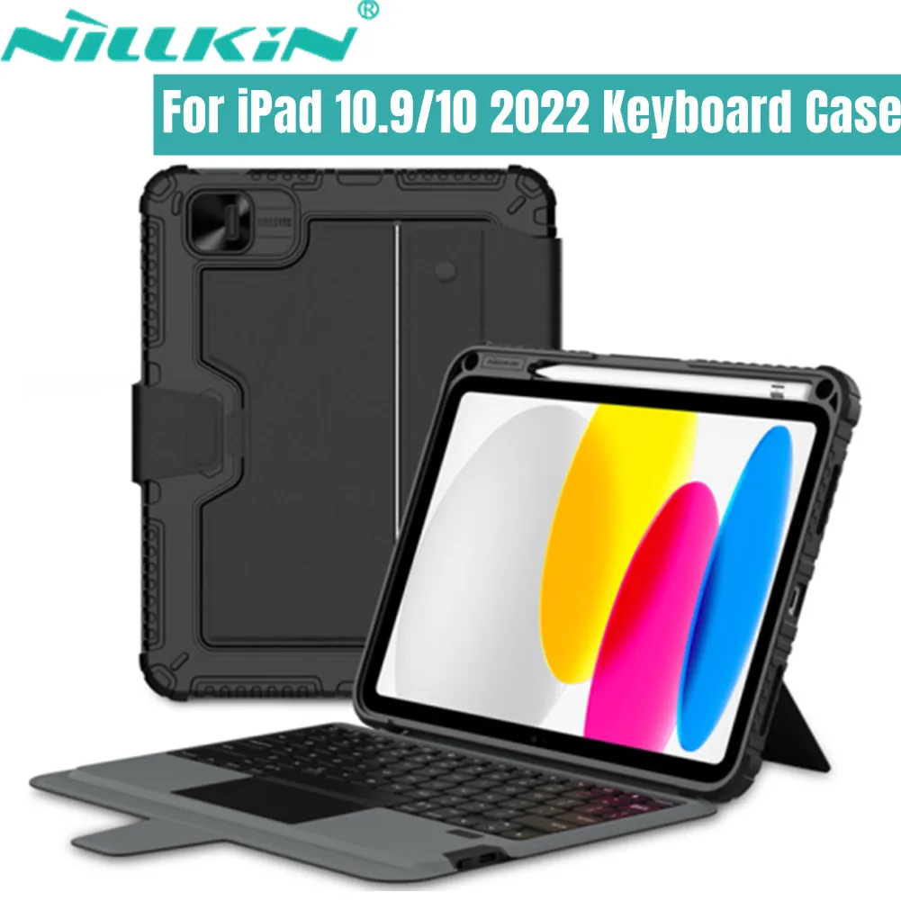 NILLKIN For iPad 10.9 2022 Case Smart Bluetooth Keyboard Case For iPad 10 2022 Touch Pad Protective Leather Cover With Pen Slot