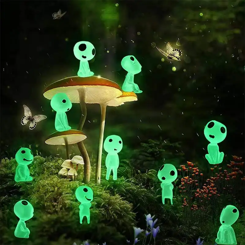 5/10Pcs Luminous Tree Elves Spirits Micro Landscape Figure Ornament Glowing in Dark Miniature Garden Statue Potted Decoration
