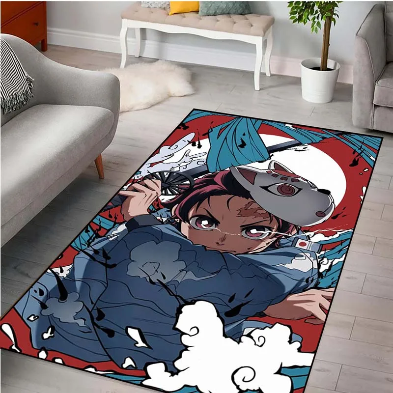 fashion design Demon Slayer 3D Print Floor Mat Living Room Carpet Anime Role for Adult Rug Indoor Area Soft Flannel Play Mat