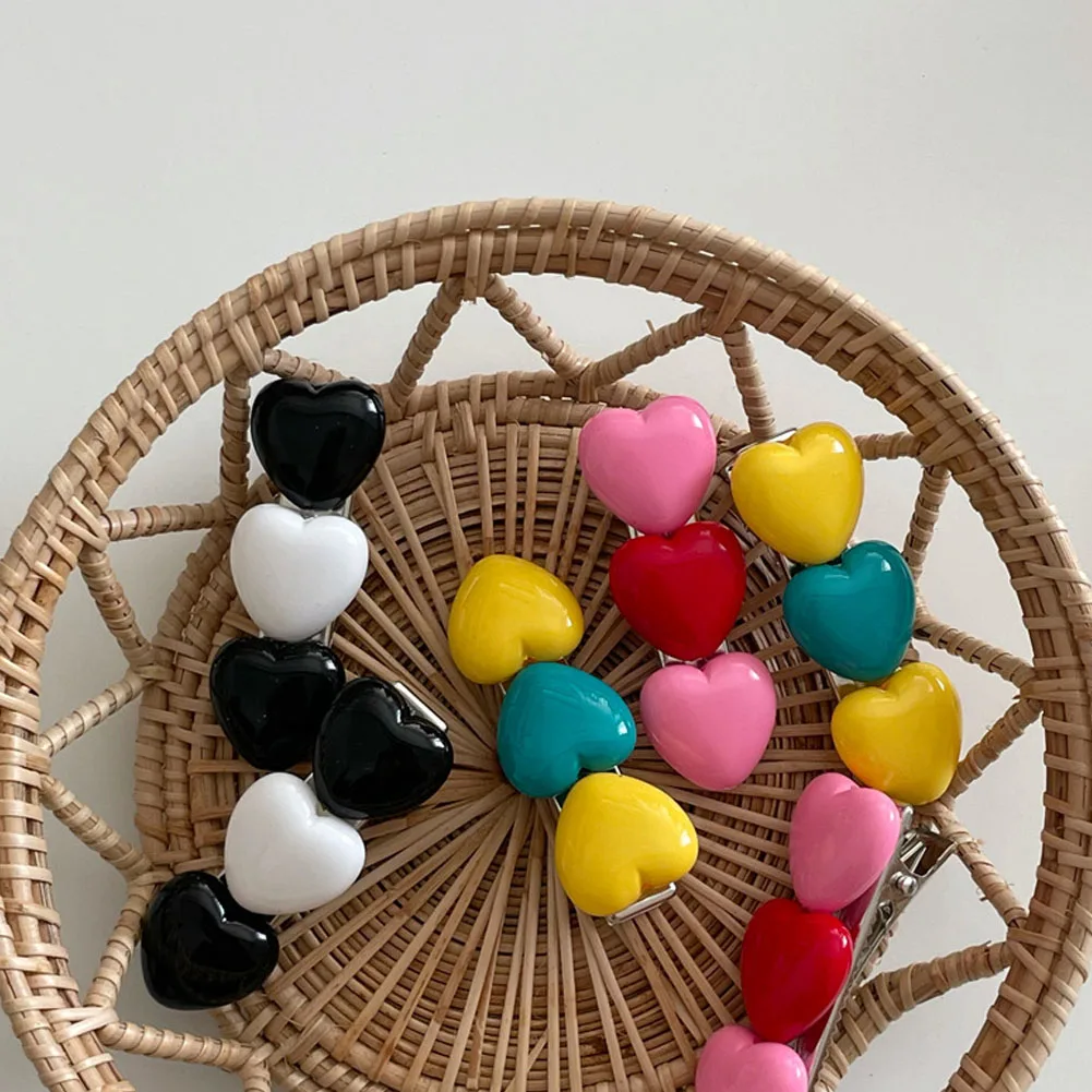 

3 Candy Heart Hair Clips Barrettes Colored Heart Hairpin Women Girls Hairgrips Pins Hair Band Acccessories Hair Pins Duckbilled