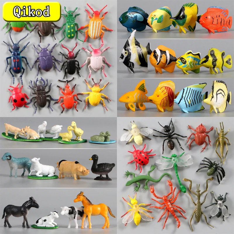 

New Lifelike Insects Figurine Jungle Animals Spider Ant Butterfly PVC Action Figures Kindergarten Educational Cognitive Toy Gift