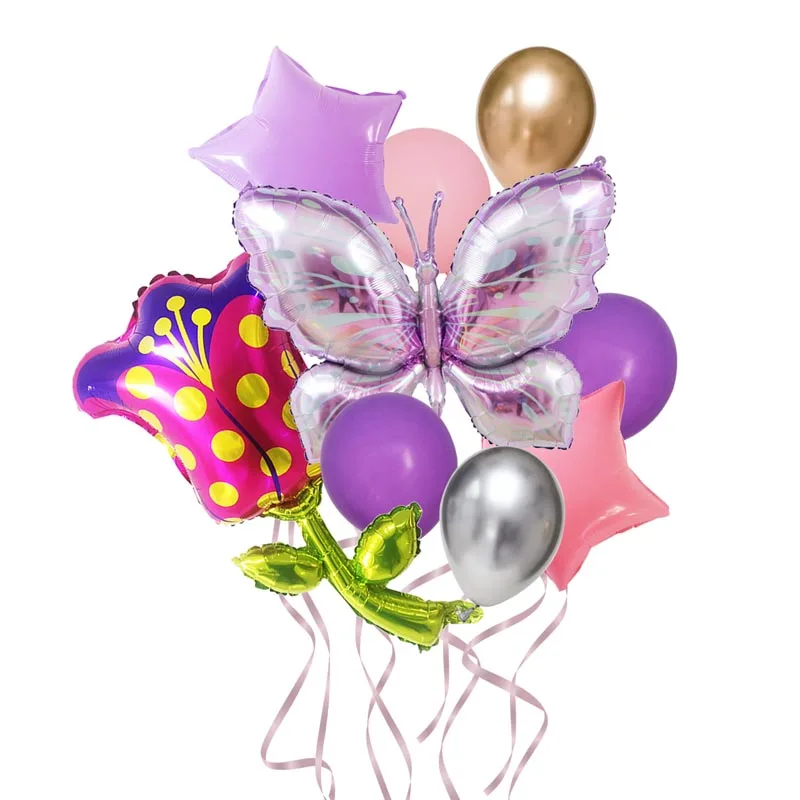 9 шт. цветы розовая бабочка