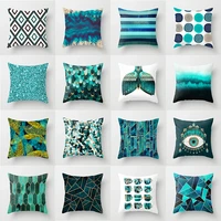 floral pattern pillowcase blue green geometric butterfly cushion cover home sofa bedroom decor pillowcase 60x60cm45x45cm