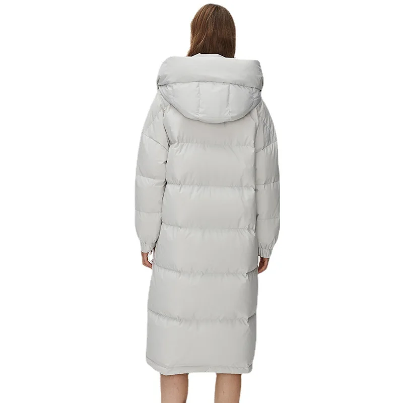 Winter 2022 new long down jacket thickened hooded to keep warm and extremely cold solid color versatile for men and women