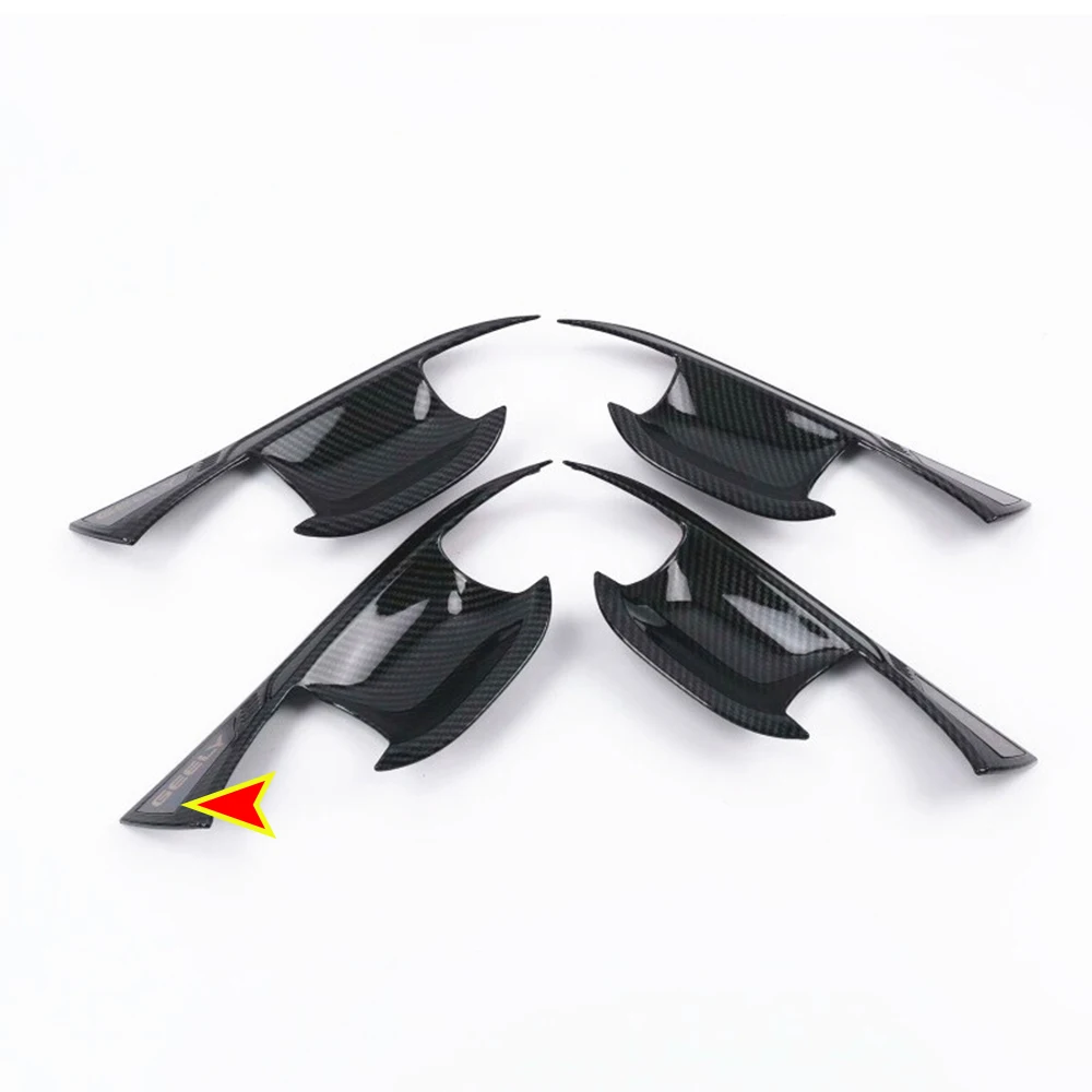 

Хромированная отделка карбонового вида для аксессуаров Geely Coolray 2019-2022, защита дверной ручки автомобиля, дверная ручка, крышка рамы чаши