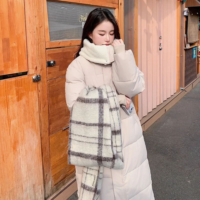 Женская Стеганая куртка средней длины Корейская зимняя утепленная из овечьей