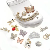 1 pcs bee butterfly crystal diamond jewelry beauty women shoes charms croc shoe slipper accessories brand buckle decoration