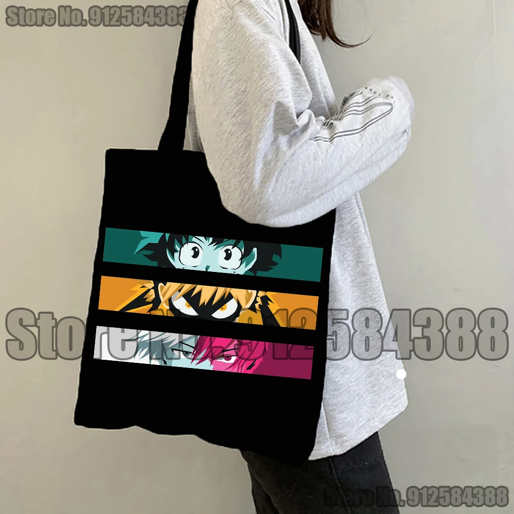

My Hero Academia Women Shopping Bag Manga Graphic Canvas Shoulder Bag Female Harajuku Ulzzang Grunge Tote Shopper Bag Anime Bags