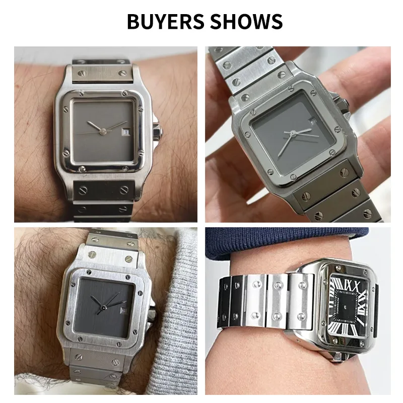 Фото Ремешок для часов из нержавеющей стали 21 мм для Cartier Santos WSSA0009 WHSA0010, быстросъемный сменный браслет-ремешок №2