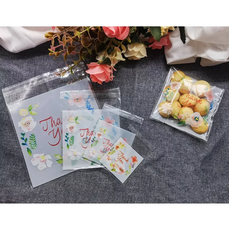 

100pcs/Lot Plastic Bags Thank you Self-Adhesive Packaging Bag for Wedding Party Thanksgiving Day Gift Bag Candy Cookie Bags