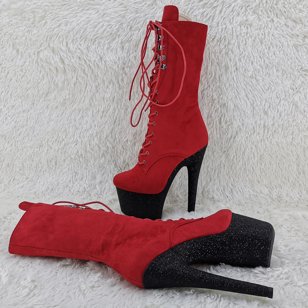 Leecabe  17CM/7inches suede material High Heel platform Pole Dance boot
