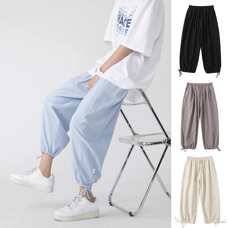 

2023 New Summer Thin Pants Men's Fashion Street Wear Knee Length Casual Pants Men's Loose Flower Sweatpants