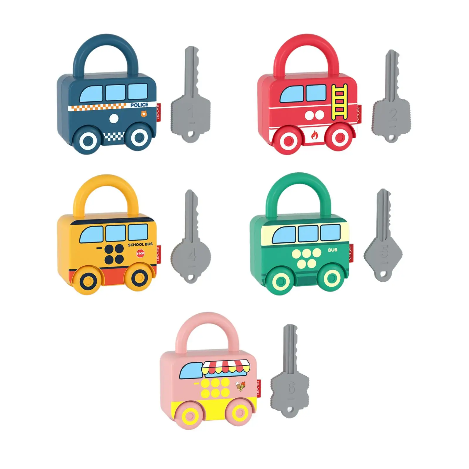 

Montessori Locks with Keys Matching Toys Practical Skill Early Educational Teaching Props Lock and Key Car Toy for Preschool