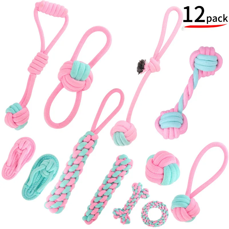 

12PCS Dog Toy Dog Chew Toys For Small Large Dogs Puppy Bite Toy Knitting Rope Teeth Cleaning Toys Dog Training Toys