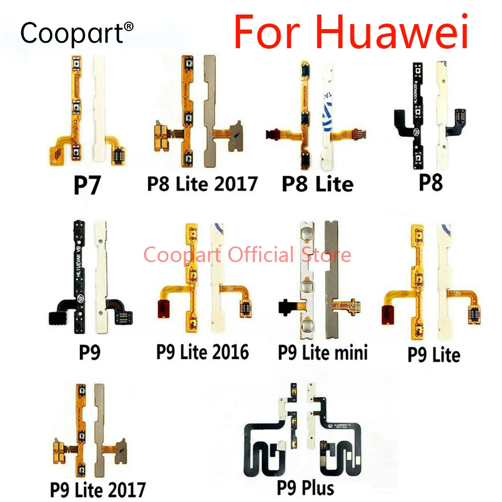 

2Pcs New Power on/off & volume up/down buttons flex cable Replacement for Huawei P7 P8 \ P8 Lite P9 Lite Plus mini 2017 2016