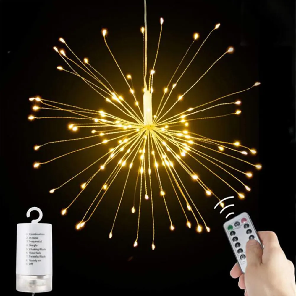 

Fairy Lamp 8 Modes 120 LEDs Firework String Light Patio DIY Home Decor Dandelion Hanging Starburst Lights