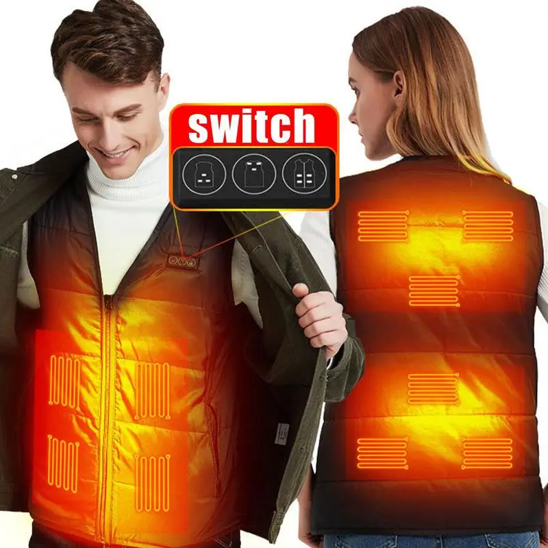 

Smart Electric Heated Vest With 3 Heating Levels Winter Rechargeable 10-zone Warm Heated Jacket For Men Women Outdoor Activity