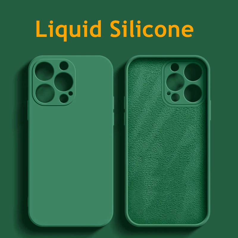 

Cover for iPhone 14 Pro Max Case For 14 13 12 Pro Max Cover Shockproof Square TPU Liquid Silicon Original Case iphone 14 ProMax